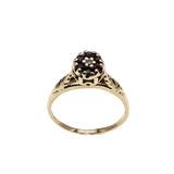 Vintage Rose - Vintage 14K Gold Natural Rhodolite Garnet & Diamond Flower Cluster Ring (VR1088)