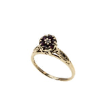 Vintage Rose - Vintage 14K Gold Natural Rhodolite Garnet & Diamond Flower Cluster Ring (VR1088)