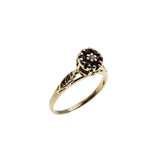 Vintage Rose - Vintage 14K Gold Natural Rhodolite Garnet & Diamond Flower Cluster Ring (VR1088)