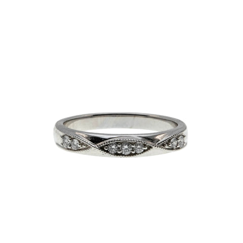Timeless - Vintage 10K White Gold Natural Diamond Wedding Band Ring (VR1091)