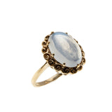 Blue Moon - Vintage English 9K Gold Ceylon Moonstone Solitaire Ring (VR862)