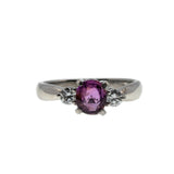 Pink Passion  - Vintage Platinum Natural Pink Sapphire & Diamond Ring (VR861)
