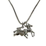 Giddy Up! - Vintage Sterling Silver Horse & Saddle Charm Pendant & Chain (VP292)