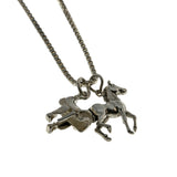 Giddy Up! - Vintage Sterling Silver Horse & Saddle Charm Pendant & Chain (VP292)