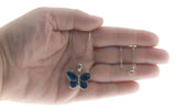 Flutter - Vintage Silver Plated Simulated Abalone Butterfly Pendant & Sterling Silver Chain (VP293)