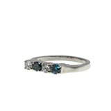 Blue & White Sparkler - Vintage 14K White Gold Natural Blue & White Diamond Ring (VR1092)