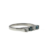 Blue & White Sparkler - Vintage 14K White Gold Natural Blue & White Diamond Ring (VR1092)