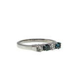 Blue & White Sparkler - Vintage 14K White Gold Natural Blue & White Diamond Ring (VR1092)