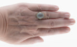 Blue Mist - Art Deco 14K White Gold Natural Aquamarine Cabochon Filigree Ring (ADR244)