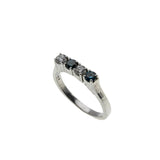 Blue & White Sparkler - Vintage 14K White Gold Natural Blue & White Diamond Ring (VR1092)