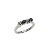 Blue & White Sparkler - Vintage 14K White Gold Natural Blue & White Diamond Ring (VR1092)