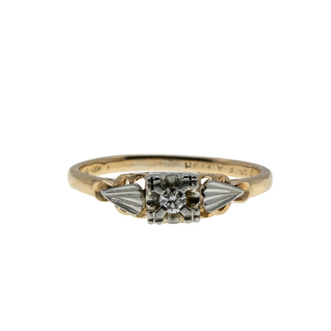 Be Mine - Vintage 18K/14K Yellow & White Gold Natural Diamond Engagement Ring (VR1093)