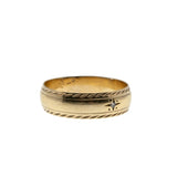 Starlight - Vintage 10K Gold 'Star-Set' Natural Diamond Gypsy Wedding Band Ring (VR1094)