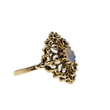 Victorian Revival - Vintage 10K Gold Australian Opal Marquise Ornate Ring (VR864)