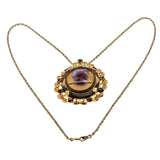 Glowing Portrait - Vintage Victorian Revival Signed 'CELEBRITY N.Y.' Gold Plated Glass Cameo Crystal Rhinestone Ornate Pendant/Brooch & Chain (VP295)