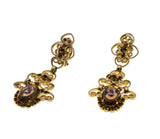 Glowing Portraits - Vintage Victorian Revival Signed 'CELEBRITY N.Y.' Gold Plated Glass Cameo Crystal Rhinestone Clip-On Earrings (VE512)