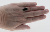 Night Sky - Vintage 10K White Gold Natural Black Onyx Ring (VR1095)