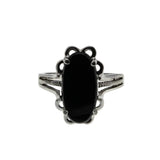 Night Sky - Vintage 10K White Gold Natural Black Onyx Ring (VR1095)