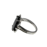 Night Sky - Vintage 10K White Gold Natural Black Onyx Ring (VR1095)