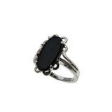 Night Sky - Vintage 10K White Gold Natural Black Onyx Ring (VR1095)
