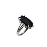 Night Sky - Vintage 10K White Gold Natural Black Onyx Ring (VR1095)