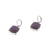 Collectible - Estate Signed 'Joan Rivers' Silver Plated Mauve Crystal Dangly Earrings (EE222)