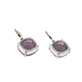 Collectible - Estate Signed 'Joan Rivers' Silver Plated Mauve Crystal Dangly Earrings (EE222)