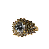 Vintage Brilliance - Vintage Gold Plated Cubic Zirconia & Crystal Rhinestone Ring (VR1098)