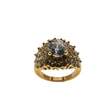 Vintage Brilliance - Vintage Gold Plated Cubic Zirconia & Crystal Rhinestone Ring (VR1098)