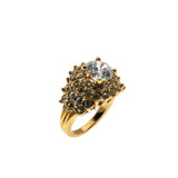 Vintage Brilliance - Vintage Gold Plated Cubic Zirconia & Crystal Rhinestone Ring (VR1098)