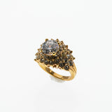 Vintage Brilliance - Vintage Gold Plated Cubic Zirconia & Crystal Rhinestone Ring (VR1098)