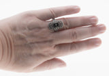 Midnight Sky - Vintage Sterling Silver Black Enamel & Crystal Rhinestone Ring (VR1096)
