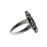 Midnight Sky - Vintage Sterling Silver Black Enamel & Crystal Rhinestone Ring (VR1096)