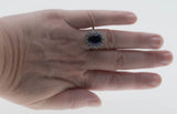 Classic - Vintage Sterling Silver Sapphire Glass & Cubic Zirconia Cluster Ring (VR1099)