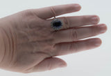 Classic - Vintage Sterling Silver Sapphire Glass & Cubic Zirconia Cluster Ring (VR1099)