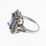Violet Hues - Vintage Sterling Silver Simulated Glass Tanzanite & Cubic Zirconia Ring (VR1100)