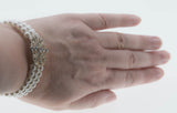 Edwardian Revival - Vintage Silver Plated Faux Pearl & Crystal Rhinestone Triple Strand Bracelet (VB145)