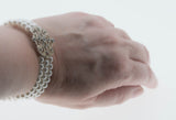 Edwardian Revival - Vintage Silver Plated Faux Pearl & Crystal Rhinestone Triple Strand Bracelet (VB145)