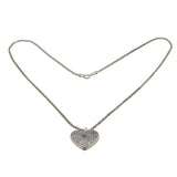 Sentiment & Sparkle -  Vintage Sterling Silver Natural Diamond 'Forget-Me-Knot' Chased Heart Locket Pendant & Chain (VP296)