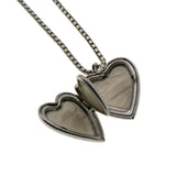 Sentiment & Sparkle -  Vintage Sterling Silver Natural Diamond 'Forget-Me-Knot' Chased Heart Locket Pendant & Chain (VP296)