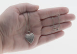 Sentiment & Sparkle -  Vintage Sterling Silver Natural Diamond 'Forget-Me-Knot' Chased Heart Locket Pendant & Chain (VP296)