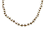Lustrous & Elegant - Vintage Silver Plated Champagne Faux Pearl Necklace Strand (VN257)