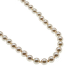 Lustrous & Elegant - Vintage Silver Plated Champagne Faux Pearl Necklace Strand (VN257)