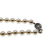 Lustrous & Elegant - Vintage Silver Plated Champagne Faux Pearl Necklace Strand (VN257)