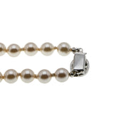 Lustrous & Elegant - Vintage Silver Plated Champagne Faux Pearl Necklace Strand (VN257)