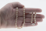 Lustrous & Elegant - Vintage Silver Plated Champagne Faux Pearl Necklace Strand (VN257)