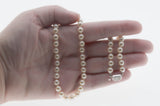 Lustrous & Elegant - Vintage Silver Plated Champagne Faux Pearl Necklace Strand (VN257)