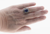 Violet Hues - Vintage Sterling Silver Simulated Glass Tanzanite & Cubic Zirconia Ring (VR1100)