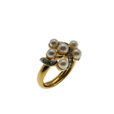 Avon Calling - Vintage Signed 'Avon' Gold Plated Simulated Pearl & Crystal Rhinestone Cluster Ring (VR1101)