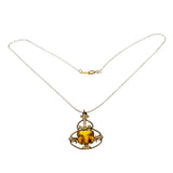Warm Summer Days - Edwardian 'Art Nouveau' Gold Fill Glass Topaz Pendant & 14K Gold Fill Chain (EDP034)